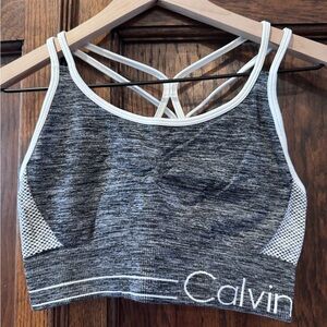 Calvin Klein Charcoal and White Sports Bra